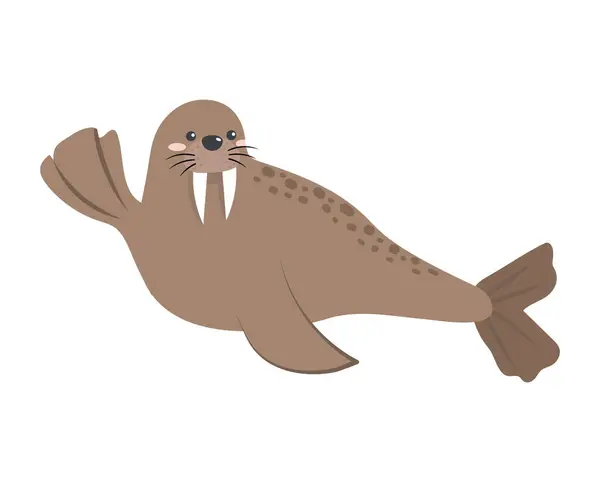 Kutup Hayvanı Mors Çizimi Izole Edildi — Stok Vektör