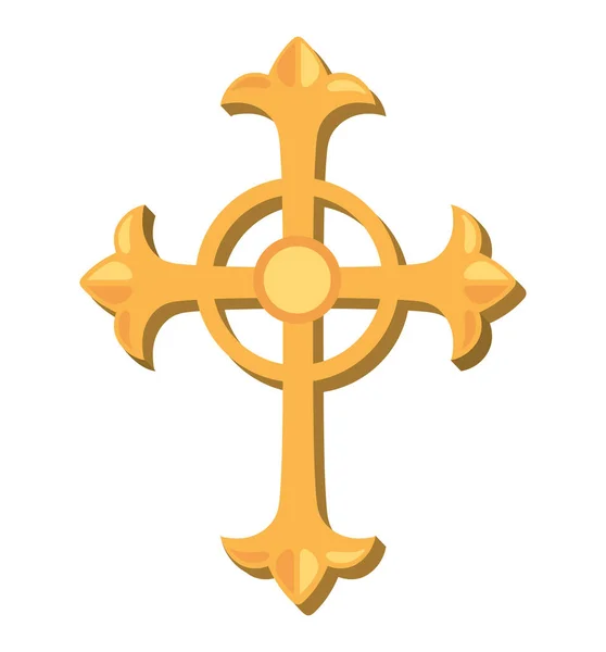 Καθολικός Σταυρός Αντίκες Εικόνα Απομονωμένη — Διανυσματικό Αρχείο