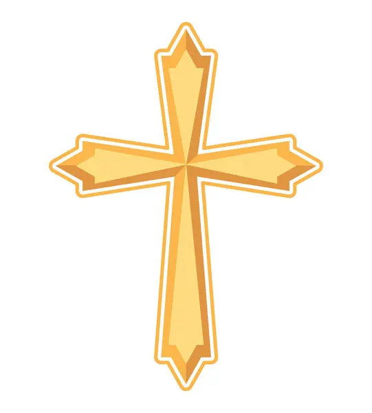 Cruz Católica Ilustración Dorada Aislada — Vector de stock