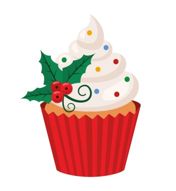 Yılbaşı tatlı kek tatlı illüstrasyon izole