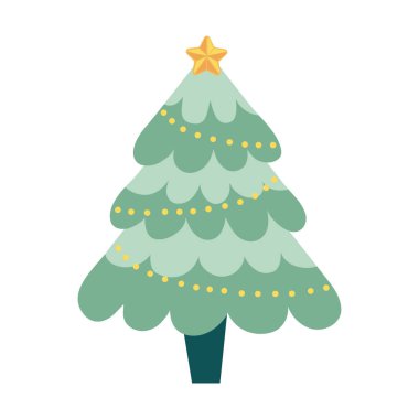 Yıldız resimli noel ağacı izole edilmiş