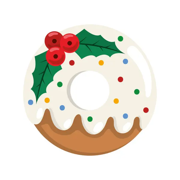 Χριστούγεννα Επιδόρπιο Ντόνατ Απεικόνιση Απομονωμένο — Διανυσματικό Αρχείο
