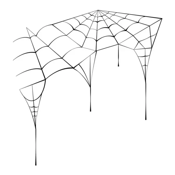 Halloween Spiderweb Hanging Isolated Illustration — Stock Vector