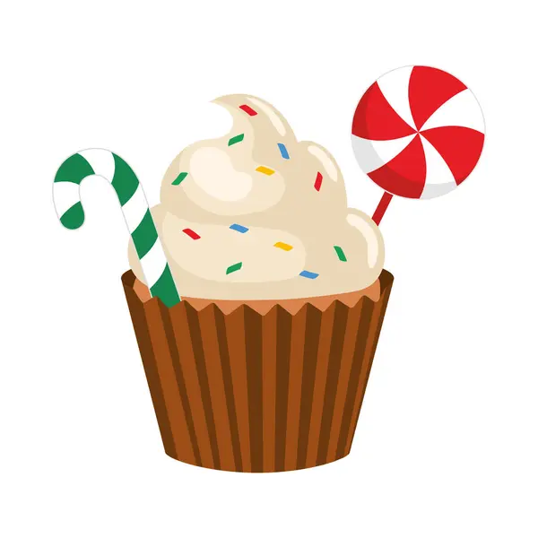 Jul Dessert Cupcake Isolerad Illustration — Stock vektor