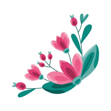 Köşe çerçeve çiçekleri pembe vektör izole