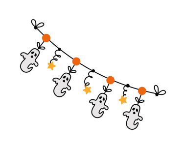 Cadılar bayramı çelengi hayalet vektörü izole edildi