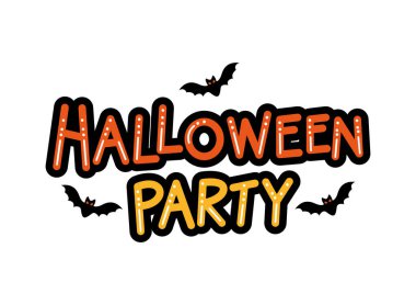 Yarasa vektörü izole edilmiş Cadılar Bayramı partisi metni