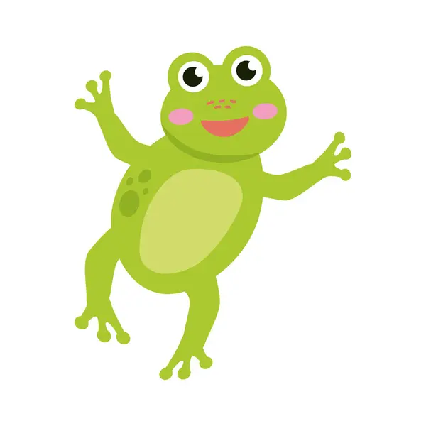 Cute Frog Jumping Vector Isolated — Stock Vector