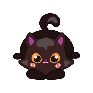Cadılar Bayramı Kawaii kedi vektörü izole edildi.