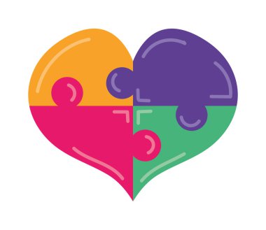 yapboz parçaları kalp şekli vektörü izole