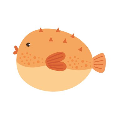 Deniz canlısı kirpi balığı çizimi izole edildi