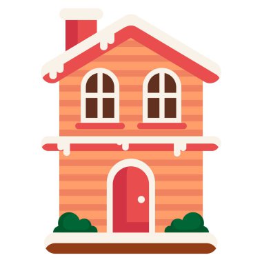 Yılbaşı evinin dış görünüşü izole edilmiş.