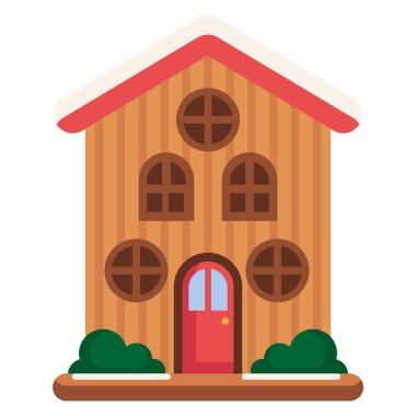 Çalılarla izole edilmiş Noel evi.