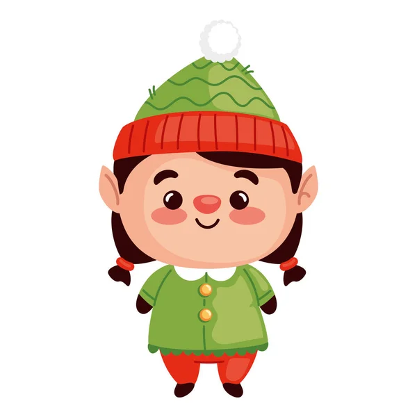 Christmas Character Elf Cute Illustration Isolated — Stock Vector