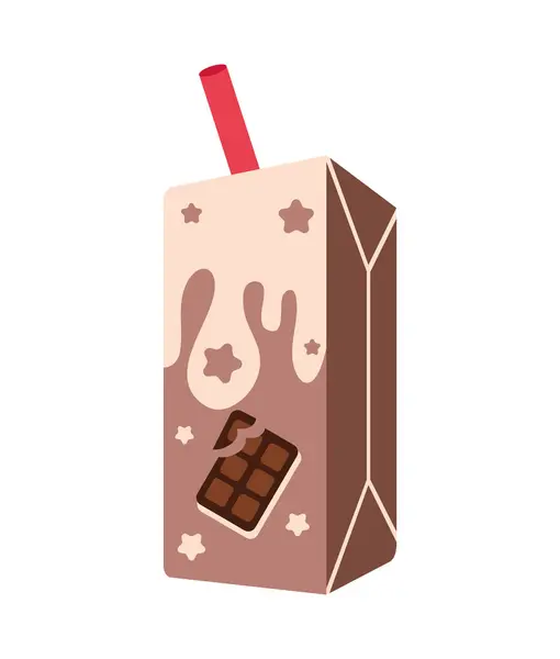 Tetrapack Caja Chocolate Bebida Aislado — Vector de stock