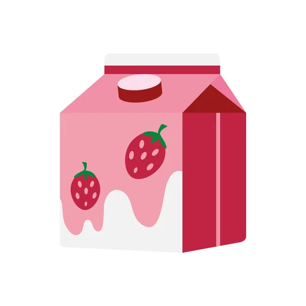 Tetrapack Box Erdbeer Trinken Isoliert — Stockvektor