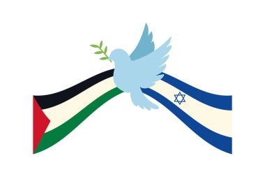 peace dove with israel and palestine flags design clipart