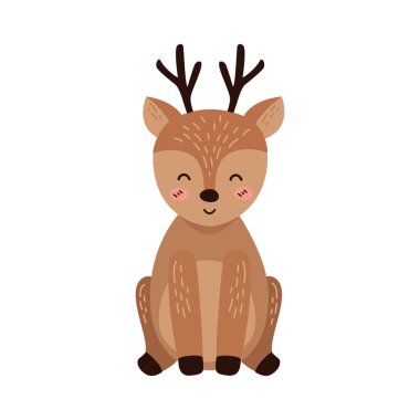 şirin geyik çizim vektörü izole edildi