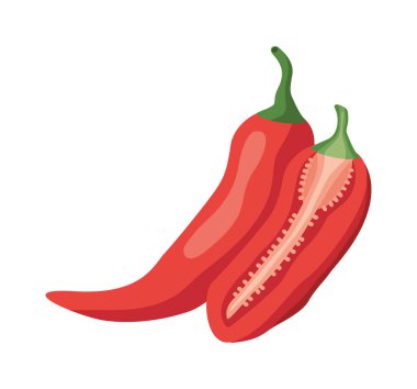 chili peppers yarım vektör izole