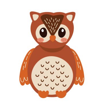 şirin baykuş çizim vektörü izole edildi