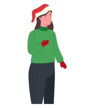 Eldiven resimli Noel kadını izole edilmiş.