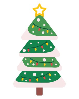 Kar resimli Noel ağacı izole edilmiş