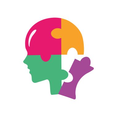 yapboz parçaları kafa şekli izole illüstrasyon