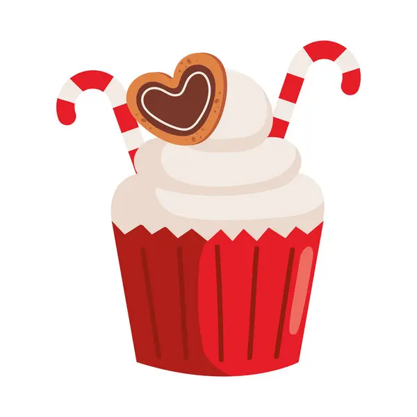 Jul Dessert Cupcake Och Kaka Isolerad — Stock vektor