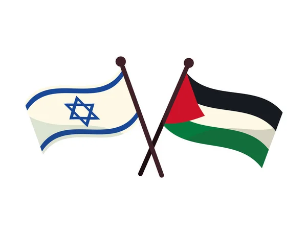 Israel Palestina Banderas Cruzadas Diseño — Vector de stock