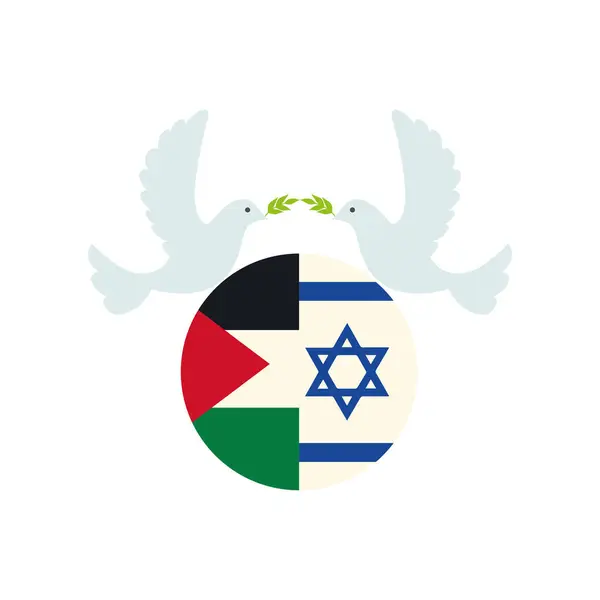 Israelische Und Palästinensische Flaggen Mit Friedenstaubenmotiv — Stockvektor