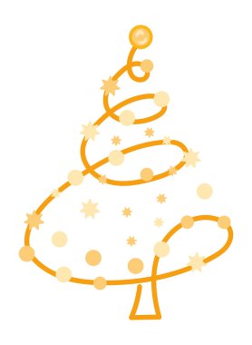 Dekor vektörü izole edilmiş Noel altın ağacı