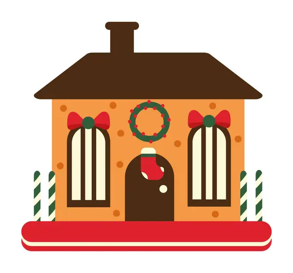Casa Navidad Jengibre Vector Aislado — Archivo Imágenes Vectoriales