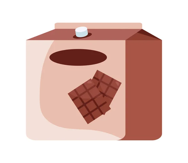 Caixa Embalagem Tetra Leite Chocolate Isolado — Vetor de Stock