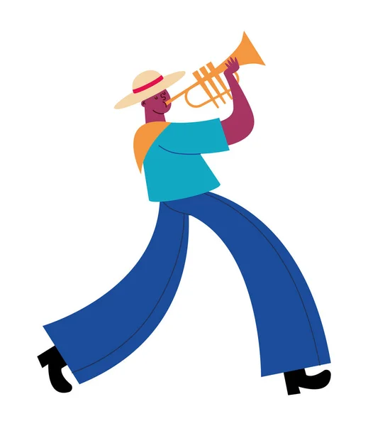 Petronio Alvarez Festival Man Trumpet Vector Isolated — Stock Vector