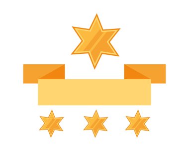 Yıldız vektörü izole edilmiş altın kurdele