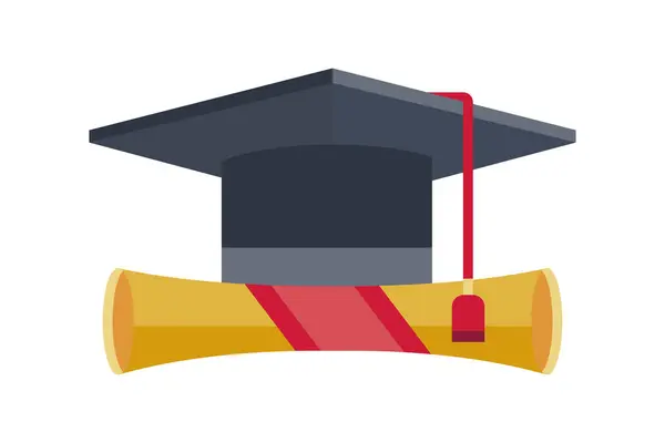 Diploma Laurea Cappello Vettore Isolato — Vettoriale Stock