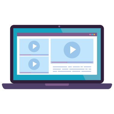 dijital video çevrimiçi eğitim dizüstü bilgisayar illüstrasyonu