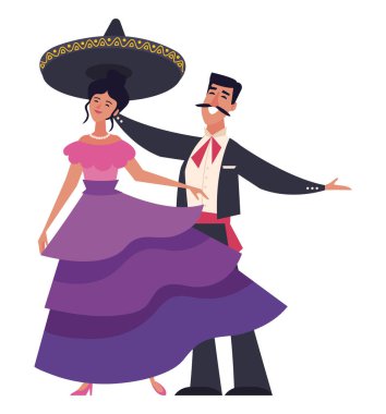 Meksika Mariachi ve kadın illüstrasyonu