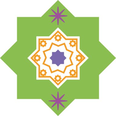 İslami yıldız yeşil tasarım vektörü izole edildi