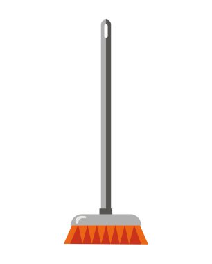 Tahta süpürge illüstrasyon vektörü izole edildi