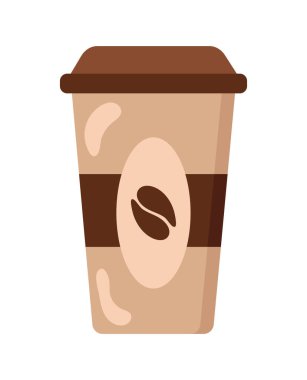 Kahve çekirdeği vektörü izole edilmiş yeniden kullanılabilir kahve fincanı.