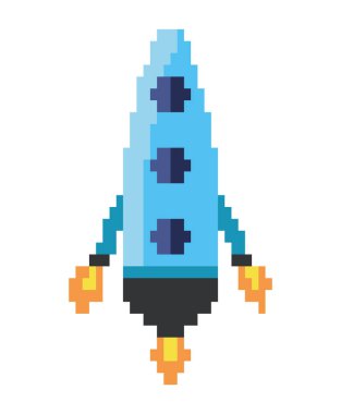 Savaş gemisi pikselleri mavi çizim vektörü izole edildi