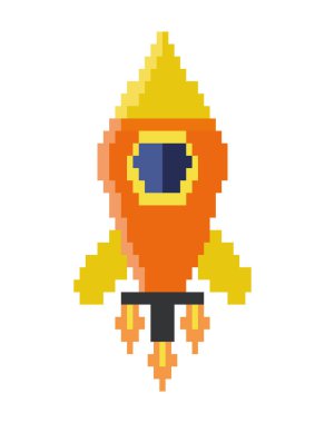 Savaş gemisi pikselleri turuncu vektör izole