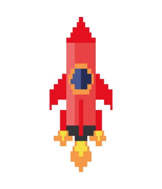 Savaş gemisi pikselleri kırmızı çizim vektörü izole edildi