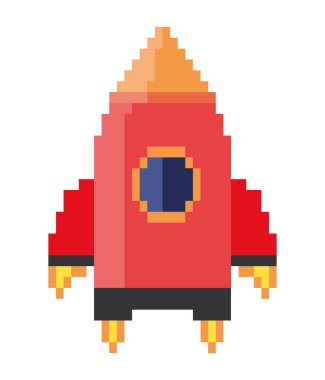 Savaş gemisi piksel kırmızı tasarım vektörü izole edildi