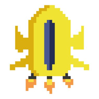 Savaş gemisi pikselleri sarı çizim vektörü izole edildi