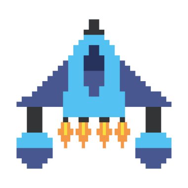 Savaş gemisi piksel mavi vektör izole