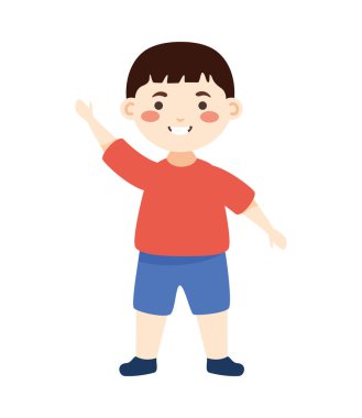 Kırmızı gömlek vektörü olan öğrenci izole edildi