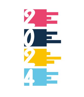 2024 numara şablon tasarım illüstrasyon vektörü