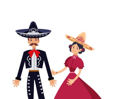 Charro Sombrero Illustrasyon 'daki Meksikalı çift.